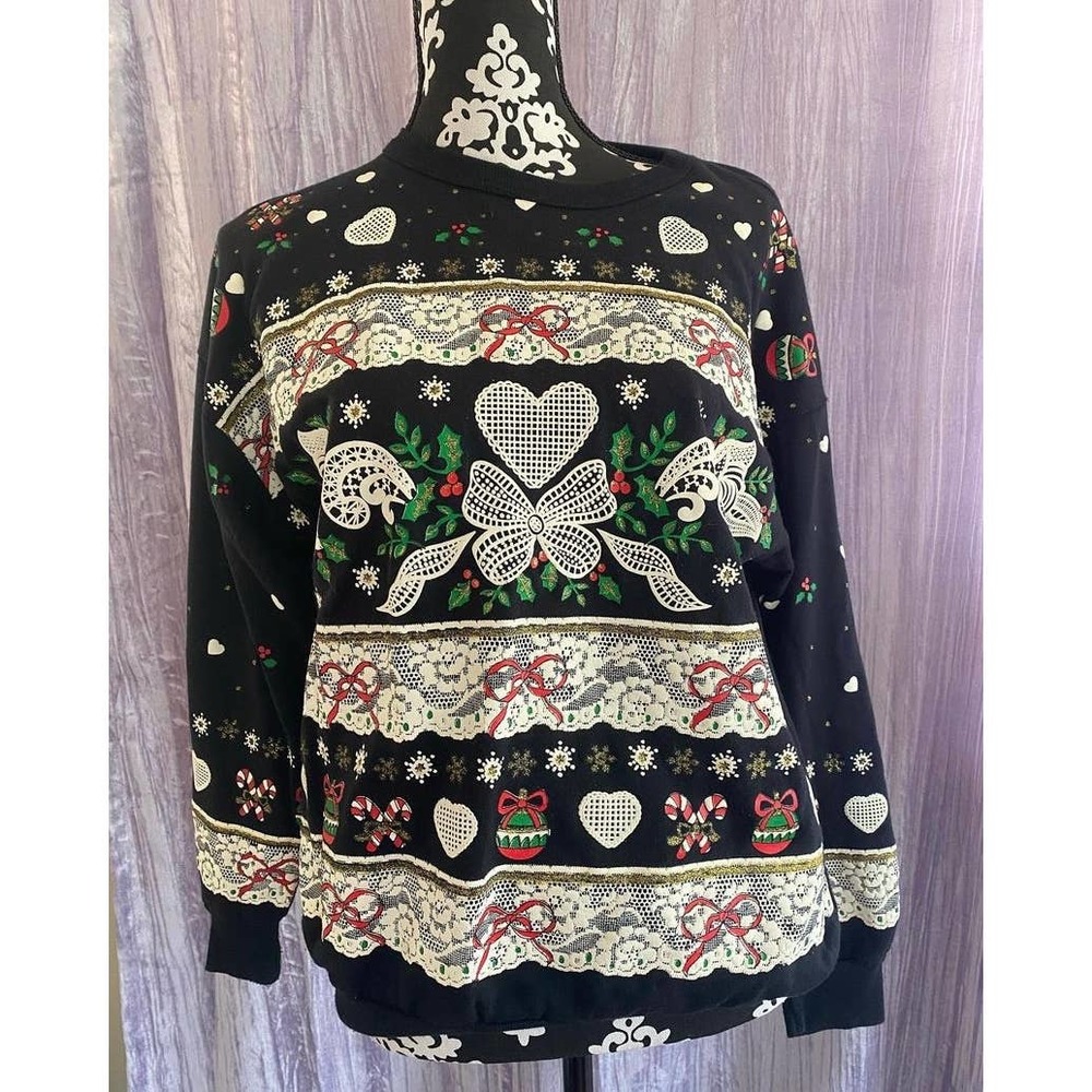 Vintage size small Nut Cracker Christmas holiday sweatshirt puff paint cute